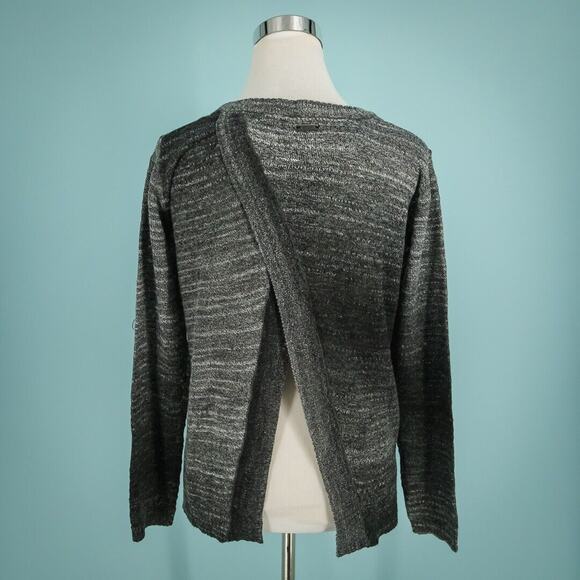 Prana Size XS Julien Gray V Neck Split Open Back Long Sleeve Wool Blend Sweater - Picture 4 of 7